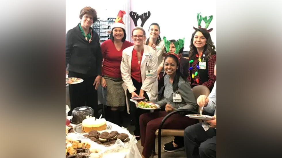 several people at a holiday party