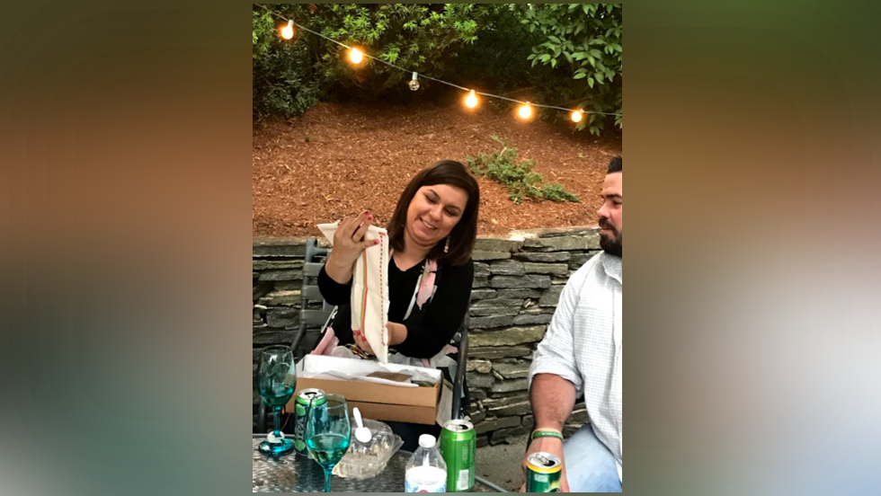two people at a party